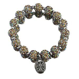 Rustic Cuff Metal Stainless Steel Shambala Beaded Stretch Bracelet multicolor